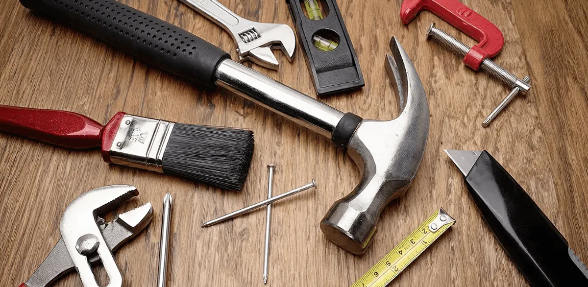 Handyman tools laid out for home repair and maintenance work in San Diego, CA