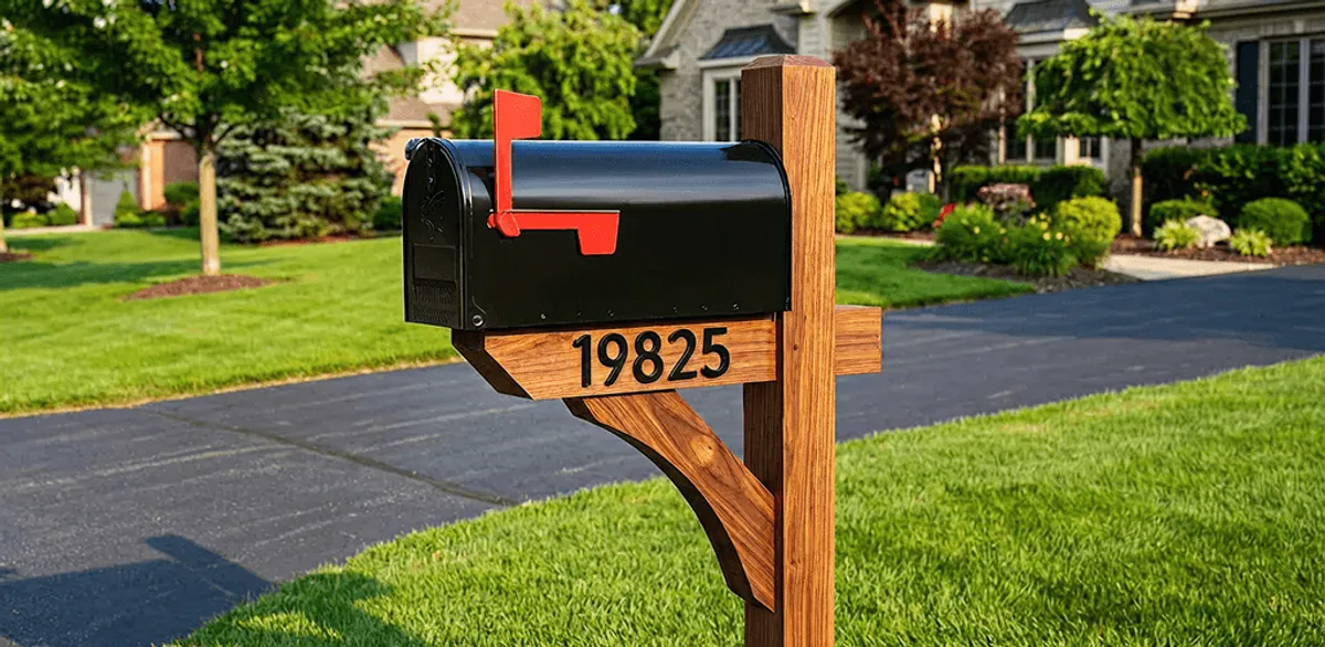 New mailbox installation with post and address number for a home in San Diego, CA